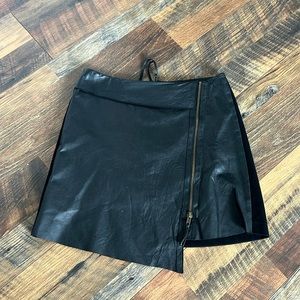 Asymmetrical real leather skirt